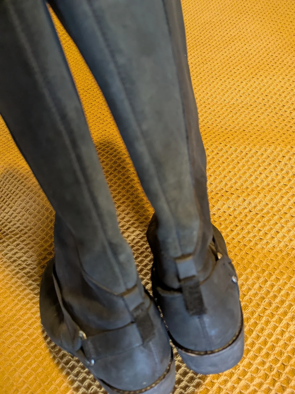 Women’s Tall Black Leather Zip Boots, 8